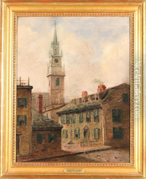Old North Church And Paul Revere's Home, Boston Oil Painting - Darius Cobb