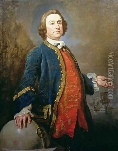 Portrait of Commodore George Hookey Walker d. 1777 privateer, c.1760 Oil Painting - Andrea Soldi