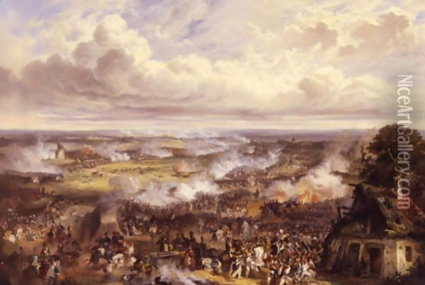 The Battle Of Fleurus, June 26, 1794 Oil Painting - Joseph-Louis Hippolyte Bellange