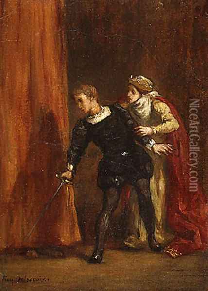 Hamlet and His Mother Oil Painting - Eugene Delacroix
