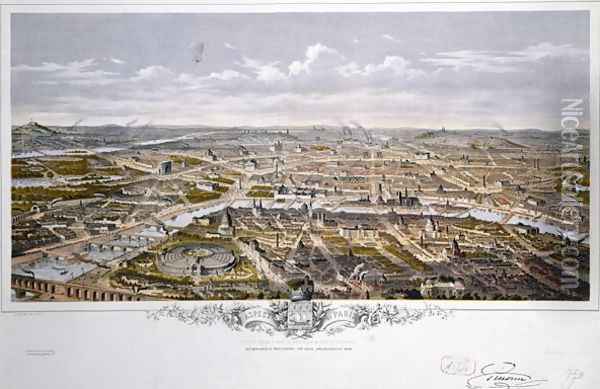 View of Paris from Bois de Boulogne Oil Painting - Hilaire Guesnu