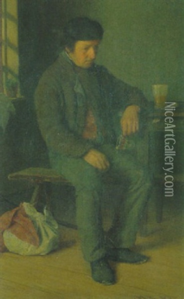 Sitzender Handwerksbursche Oil Painting - Hugo Wilhelm Kauffmann