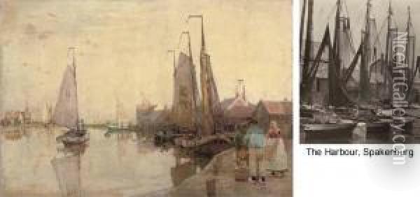 Morgenstille: The Harbour Of Spakenburg Oil Painting - Heinrich Hermanns