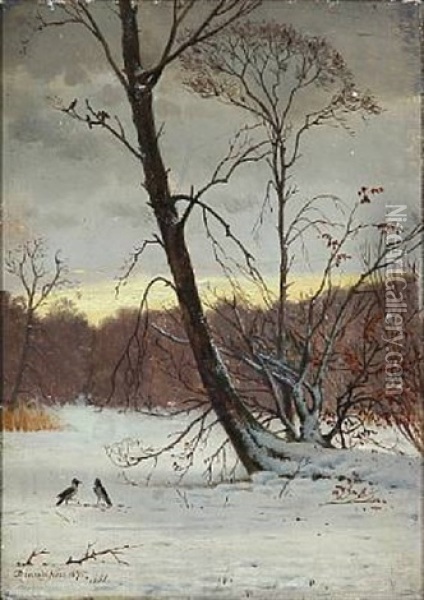 Winter Day In The Woods Oil Painting - Thorvald Simeon Niss