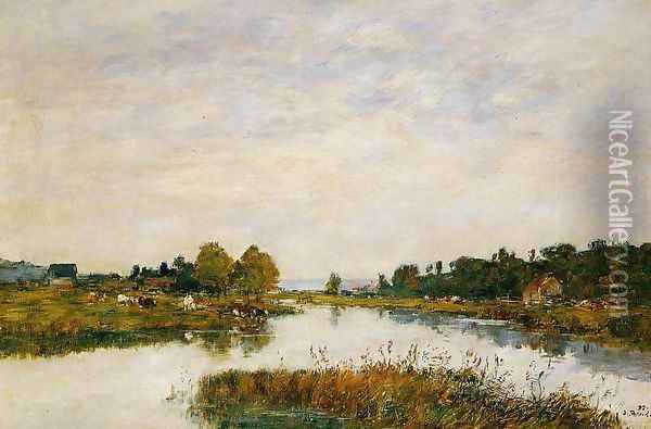 The Still River at Deauville Oil Painting - Eugene Boudin