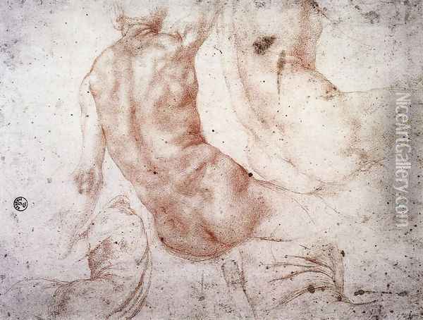 Seated Nude with Raised Arm Oil Painting - (Jacopo Carucci) Pontormo
