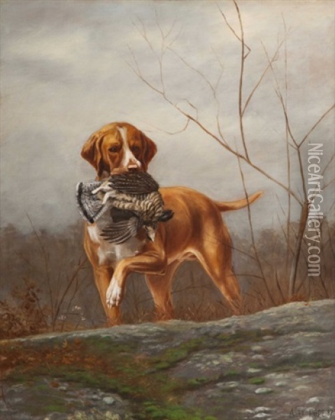 Pointer With Grouse Oil Painting - Alexander Pope
