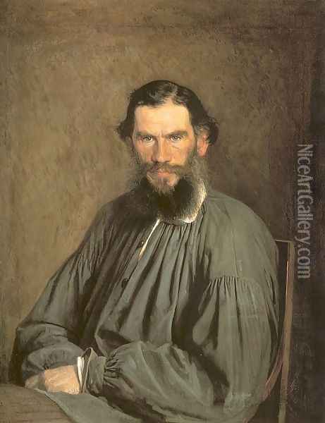 Portrait of Count Lev Nikolaevich Tolstoy (1828-1910) 1873 Oil Painting - Ivan Nikolaevich Kramskoy