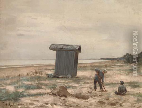 On The Beach Oil Painting - Iulii Iul'evich (Julius) Klever