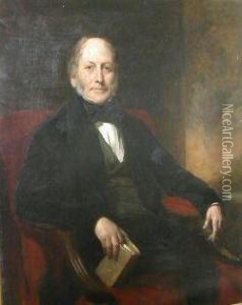 Portrait Of A Seated Gentleman Holding A Book Oil Painting - Daniel Macnee