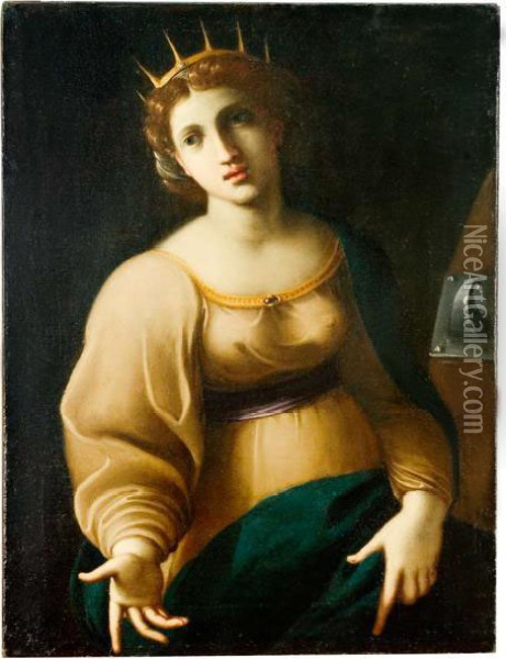 Santa Caterina Oil Painting - Lorenzo Garbieri Il Nepote