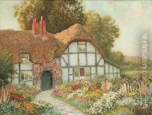A Country Cottage Oil Painting - Arthur Claude Strachan