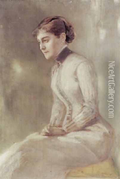 Portrat Der Irene Von Keller, Der Frau Des Kunstlers Oil Painting - Albert von Keller
