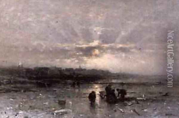 Ice Fishing Oil Painting - Ludwig Munthe