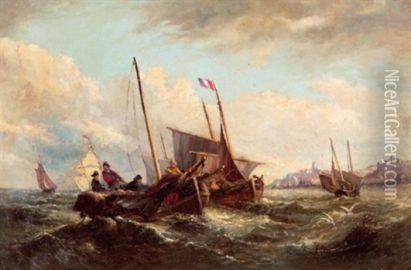 Franzosische Fischerboote Vor Der Kuste Oil Painting - Alfred Montague