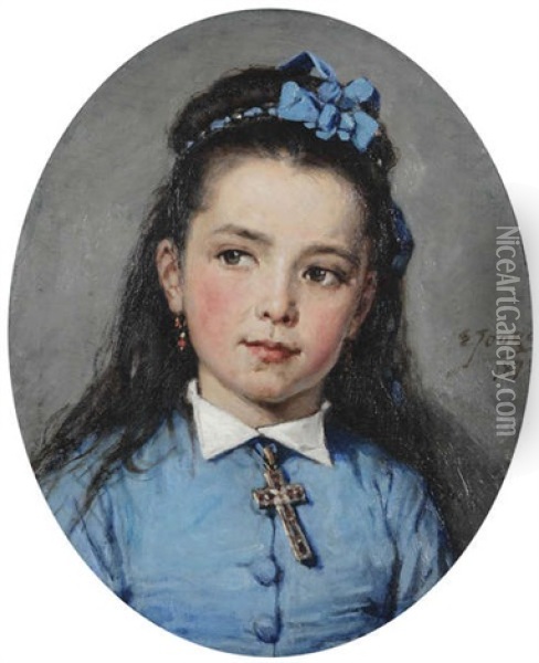 Portrait D'une Fille Oil Painting - Eugene Joors