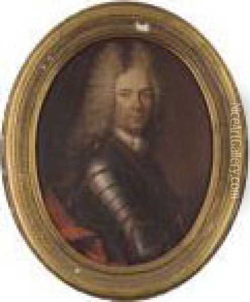 Portrait Of A Gentleman, Bust-length, In Armour Oil Painting - Hyacinthe Rigaud