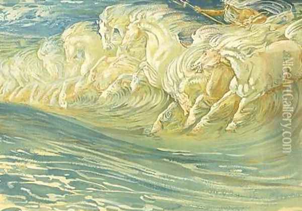 Sketch for Neptune's Horses Oil Painting - Walter Crane