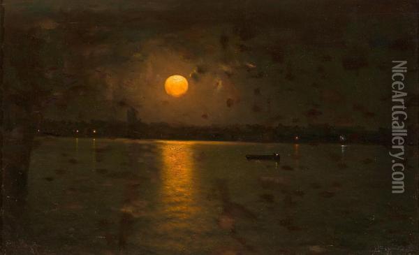 Marina Nocturna Oil Painting - Luis Graner Arrufi