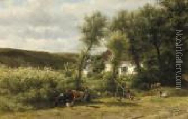 By The White Farmhouse Oil Painting - Willem Carel Nakken