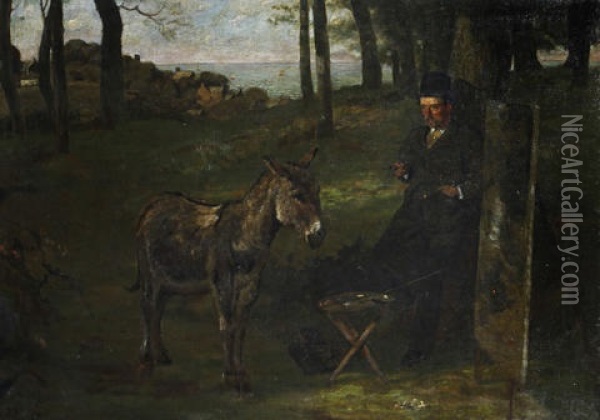 The Artist And His Critic (painted Isle Of Man?) Oil Painting - John H. E. Partington