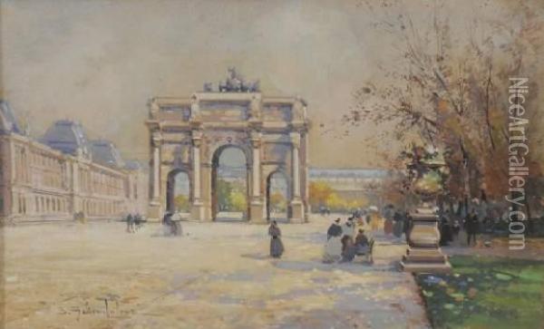 Le Carrousel Du Louvre Oil Painting - Eugene Galien-Laloue