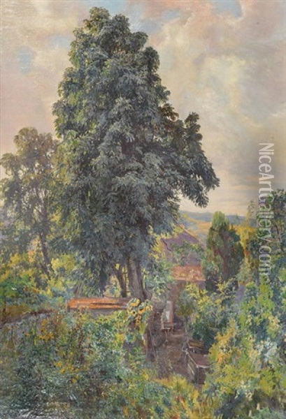 A Summer Garden Oil Painting - Carl Lorenz