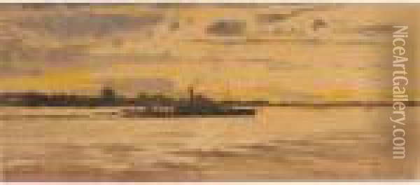 A Group Of Five Sketches Of The River Volga Oil Painting - Nikolai Nikolaievich Gritsenko