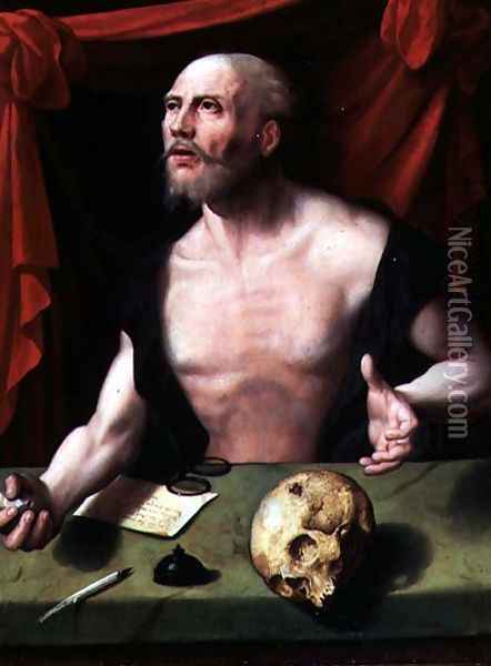 The Penitent St. Jerome in His Study Oil Painting - Anonymous Artist