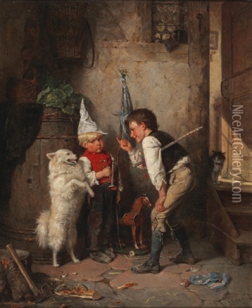 Little Recruits Oil Painting - Karl Boeker