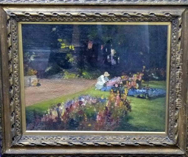 Garden Scene Oil Painting - William Josiah Redworth