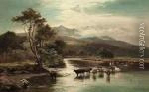 Fording The River Mawddach, Cader Idris, North Wales Oil Painting - Sidney Richard Percy