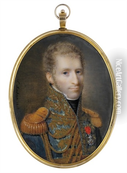 A Young General Or Marshal In Blue Uniform With Gold Laurel Embroidery Oil Painting - Ferdinand Machera