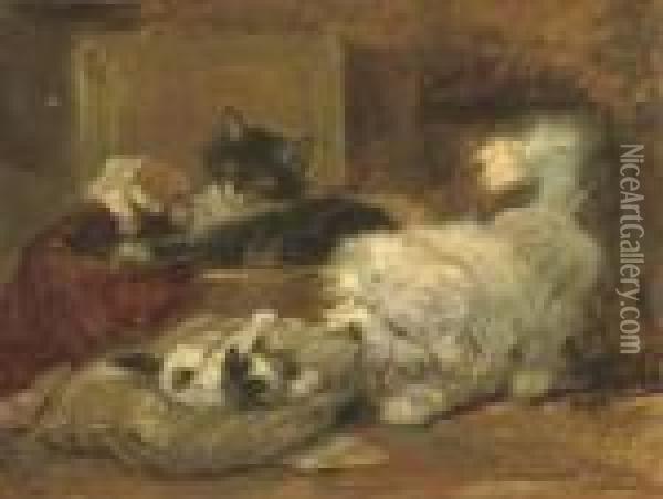 Carefree Friends Oil Painting - Henriette Ronner-Knip