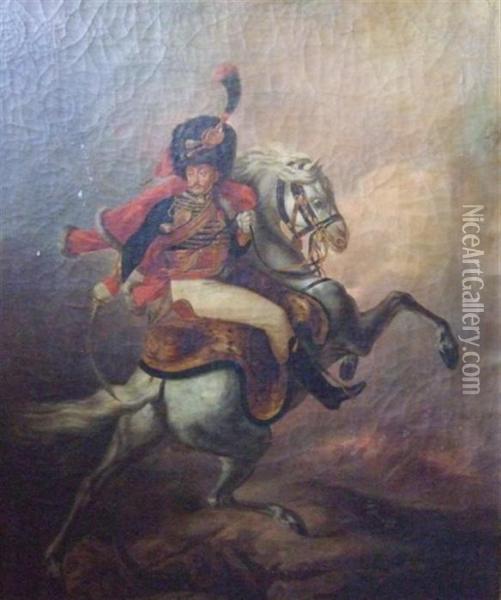 Cavalier Hussard Oil Painting - Theodore Gericault