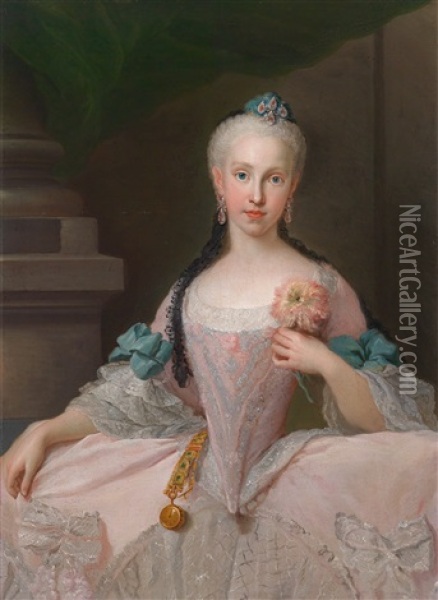 Bildnis Der Maria Amalia Von Sachsen, Konigin Von Neapel Und Spanien Oil Painting - Giuseppe Bonito