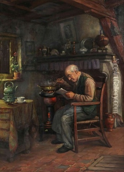 Homme Pres Du Poele Oil Painting - Henri Timmermans