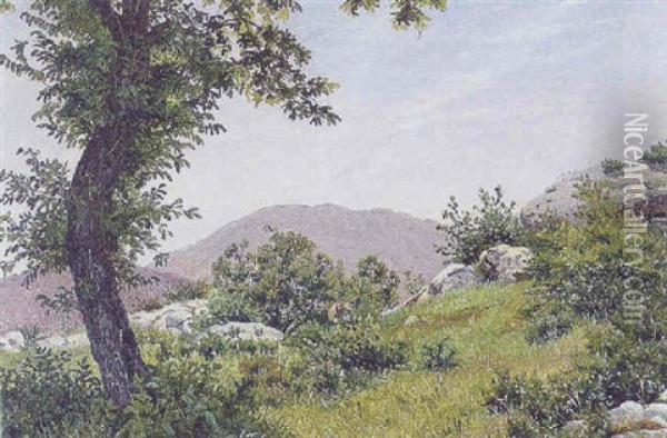 Fra Chambery I Savoyen. Sneklaedte Bjerge I Baggrunden Oil Painting - Vilhelm Peter Karl Kyhn