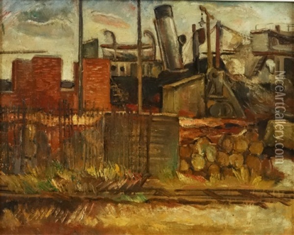 Shipyard Oil Painting - Petre Iorgulescu Yor