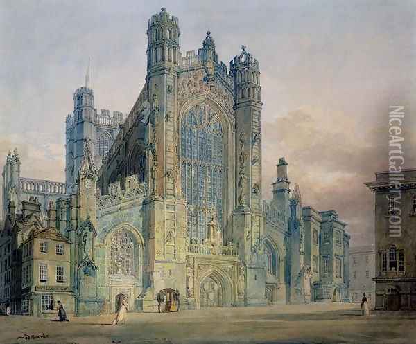 The West Front of Bath Abbey Oil Painting - Joseph Mallord William Turner