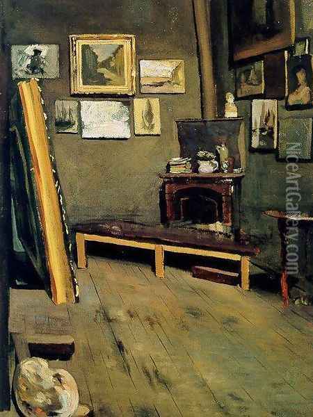 Studio of the Rue Visconti Oil Painting - Jean Frederic Bazille