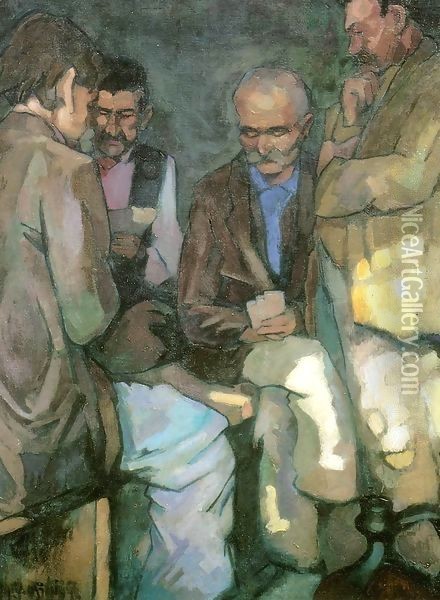 The Card Players 1924 Oil Painting - Odon Marffy