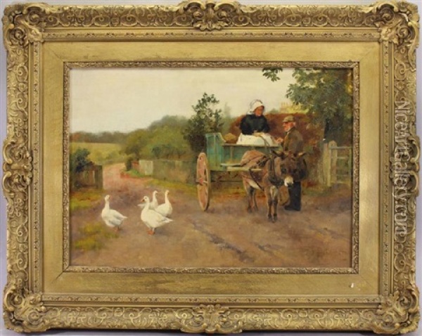 Farmers With Geese Oil Painting - Emma Louise Hardman