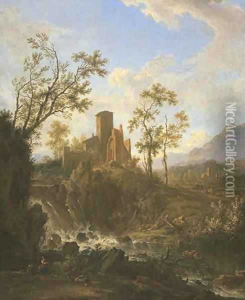 An Italianate river landscape with a nietherd Oil Painting - Frederick De Moucheron