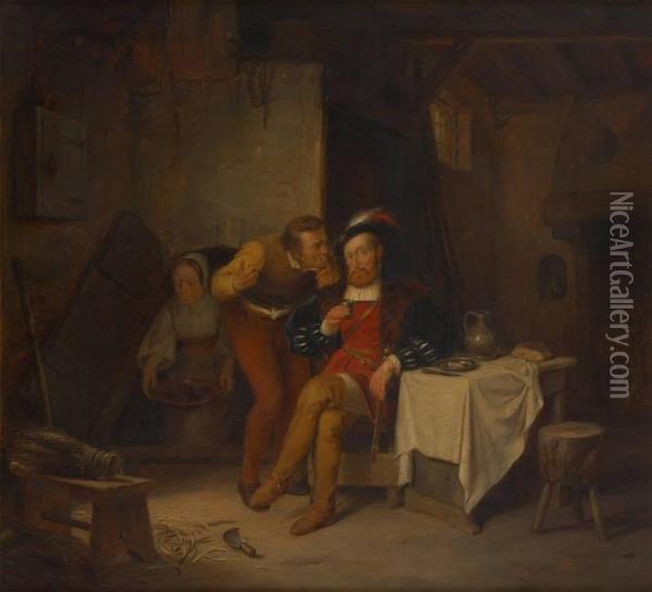 La Visite Du Gentilhomme Oil Painting - Henri Jozef Dillens