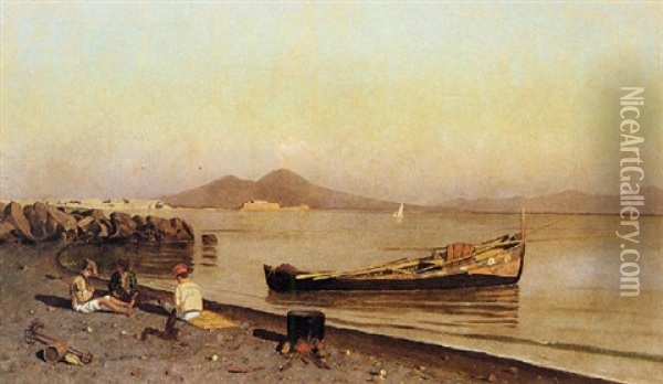 Golfo Di Napoli Da Mergellina Con Il Vesuvio Sullo Sfondo Oil Painting - Eliseu Visconti