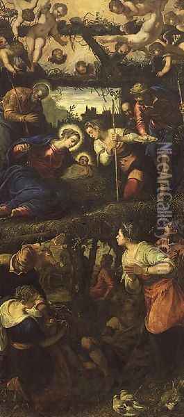 The Nativity and Adoration Oil Painting - Jacopo Tintoretto (Robusti)