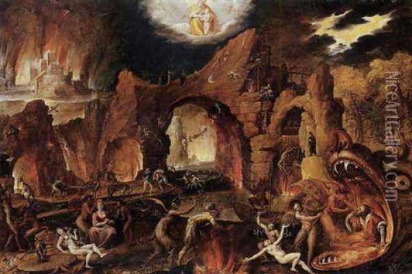 Hell Oil Painting - Jakob Isaacsz Swanenburgh
