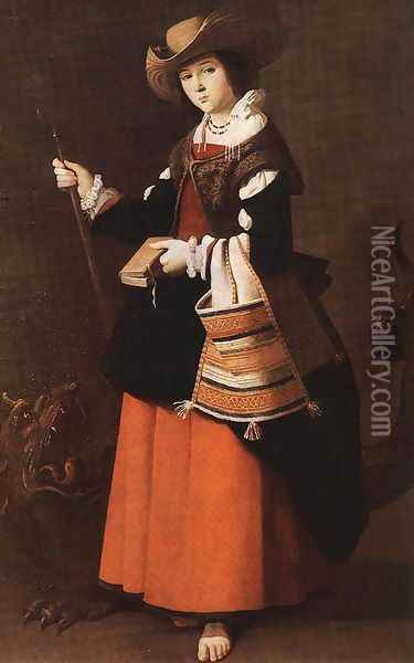 St Margaret c. 1631 Oil Painting - Francisco De Zurbaran