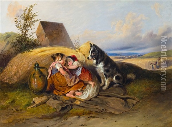 Bewachte Mittagsrast Oil Painting - Johann Matthias Ranftl